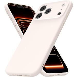 for iPhone 17 Pro Case Silicone Phone Case, Slim Thin Soft Rubber Gel Cases for Women Girls, Cute Matte TPU Phone Cover with Full Camera Protection, Minimalist Plain Design, Beige Cream