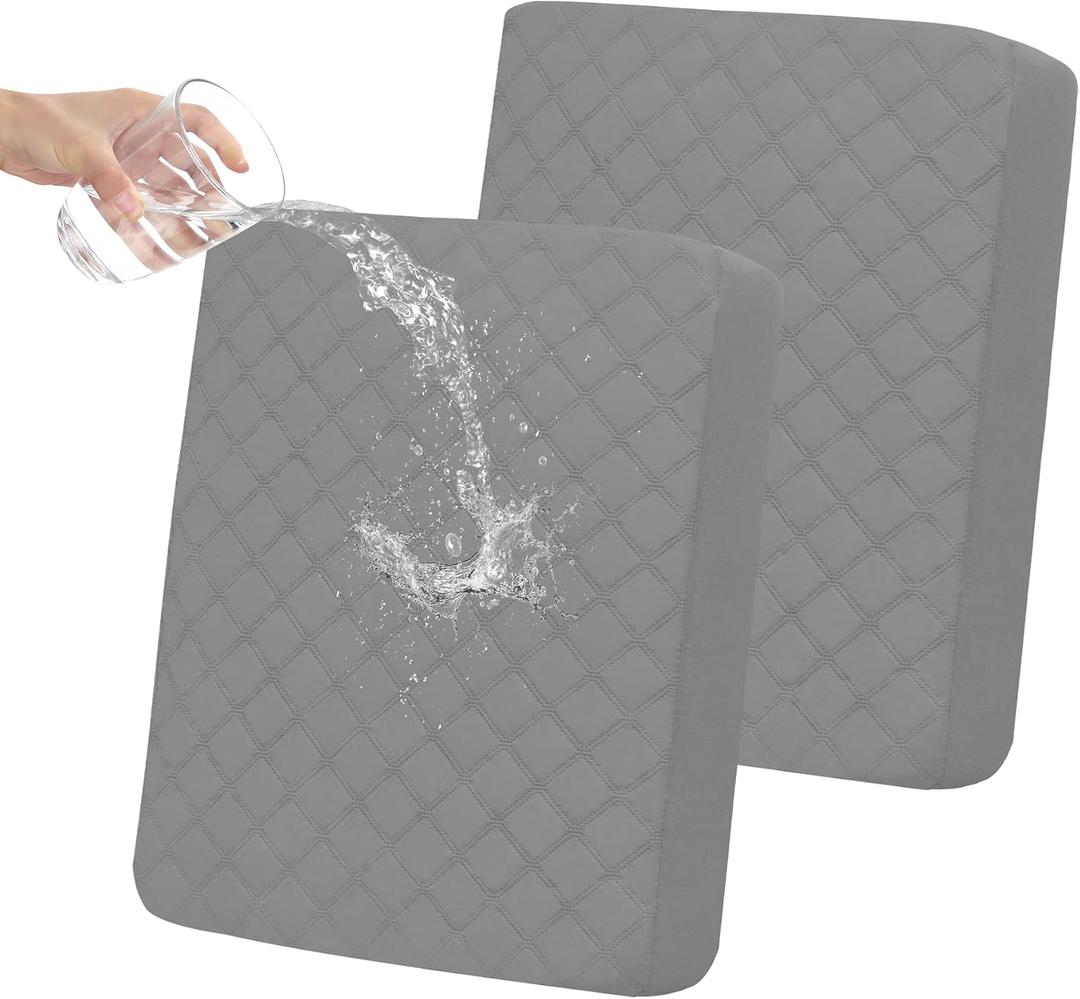 Easy-Going Waterproof Loveseat Cushion Covers, Non-Slip Leakproof Sofa Seat Cushion Slipcovers, Quilted and Stretch Furniture Protector for Dogs, Pets (2-Piece Loveseat Cushion, Grey)
