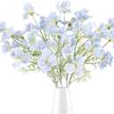 Iris Artificial Flowers 5Pcs 24.8" Faux Iris Flowers Realistic Silk Iris Flowers with Stems for Wedding Bridal Home Arrangements Office Table Centerpieces Decoration(Light Blue)