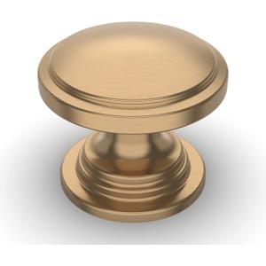 Amerdeco 10 Pack 1-1/4 inch Kitchen Cabinet Knobs Champagne Bronze Cabinet Knobs Bedroom Dresser Gold Round Drawer Knobs Single Hole Cabinet Pulls