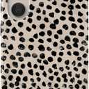 BURGA Phone Case Compatible with Samsung Galaxy S23 Plus - Hybrid 2-Layer Hard Shell + Silicone Protective Case -Black Polka Dots Pattern Nude Almond Latte - Scratch-Resistant Shockproof Cover