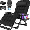 Suteck Oversized Zero Gravity Chair,33In XXL Outdoor Recliner Chair w/Removable Cushion & Headrest, Camping Lounge Chair w/Upgraded Lock & Footrest, Reclining Patio Chairs for Indoor Outdoor,500LBS
