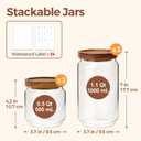 ComSaf 6PCS (1.1Qt/0.5Qt) Glass Pantry Storage Container with Acacia Wood Lid, Airtight Glass Canister with Stacked Design for Orderly Organizing, Glass Jar Organizing Dry Goods in Pantry & Cabinet