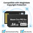 Original 64GB Memory Stick Pro Duo MARK2,High-Speed Memory Stick Duo Compatible with PSP1000 2000 3000 Accessories and Camera Memory Cards