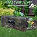 Live Feral Cat Trap Cage Camouflage Cover with Cover, Heavy Duty Folding Animal Traps Cage for Stray Cats, Large Humane Cat Trap for Raccoon, Squirrel, Skunk, Catch and Release, 32"L x 10"W x 12"H