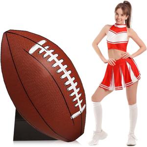Chunful 4 ft Large Football Cardboard Cutout Stand up Life Size Football Party Decorations 3D Sport Photo Props Backdrops for Sports Theme Birthdays Baby Shower Decor Supply (Red,white and Black)