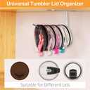 Upgraded Flat 3 Pack Tumbler Lid Organizer, Space Saving Cup Lid Holder for Yeti Stanley Simple Modern Tumbler Lids, Self-Adhesive Lid Hook for Kitchen Storage