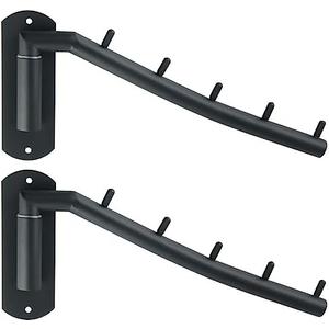 Alise Swing Clothes Hanger Rack,Black Garment Racks Wall Mounted Clothes Bar-Hanger Hooks Heavy Duty Folding Drying Rack Clothing Hanging System Closet Storage Organizer,Pack of 2