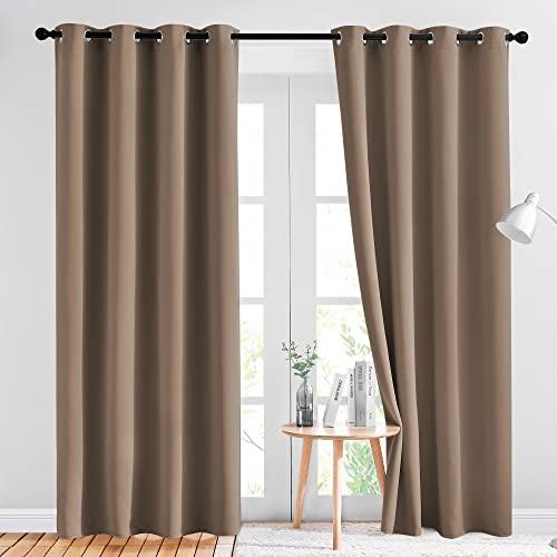 Blackout Draperies Curtains Panels - Window Treatment Thermal Insulated Solid Grommet Blackout Curtains/Panels/Drapes for Bedroom (Set of 2 Panels, 52 by 84 Inch, Cappuccino)