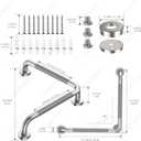 Angled Grab Bar 16x16 Inch Stainless Steel Knurled Toilet Handles Wall Mounted Bathroom Handicap Safety Rails for Elderly Injured Balance Support, L-Shaped Brushed Nickel Grab Bar for Shower