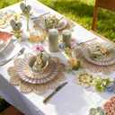 4 Pcs 12.6 Inch Paper Rope Round Woven Flower Placemats, Natural Hand Woven Boho Farmhouse Rattan Table Mats, Wicker Braided Placemats, for Dining Table Decor, Wedding Party, Home & Kitchen