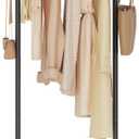 GUOHNHE Large Metal Coat Rack Freestanding, Modern Coat Hanger Stand with 2 Hooks and Heavy Rock Slab Base, Industrial Clothes Rack, Garment Rack, 19.7 x 11.8 x 68.9 In, Black, GYJ202MB