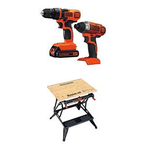 Black & Decker 20V MAX Drill/Driver Impact Combo Kit with BLACK+DECKER WM425-A Portable Project Center and Vise