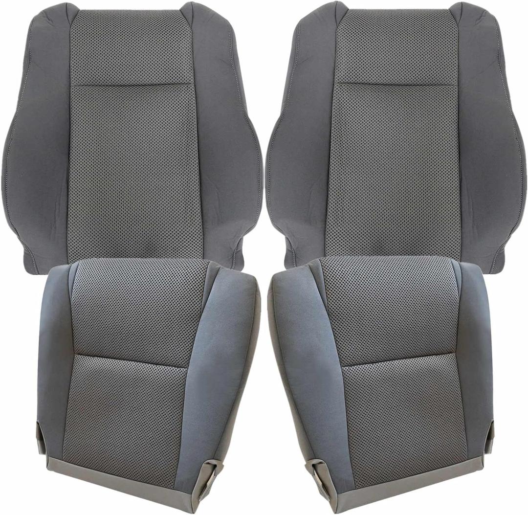 Front Driver & Passenger Side Bottom & Top Lean Back Replacement Seat Covers Cloth Gray Compatible with Toyota Tacoma 2009 2010 2011 2012 2013 2014 2015