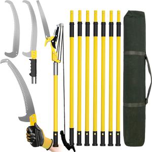 27 FT Pole Saws for Tree Trimming, [Ultra Sturdy] Tree Pruner with Thickened Saw Blade and Scissors for Tree Trimmer, Pole Cutter for Backyard and Garden, Bush Cutting and Pruning of Palm Trees (27 ft)