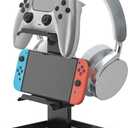 Headphone Stand-Controller Holder Headset Holder, Metal Earphone Stand, Gaming Headset Hanger with Bottom Storage for Headphones, Controller, Switch, iPad, Mobile Phone. (3 Tier)