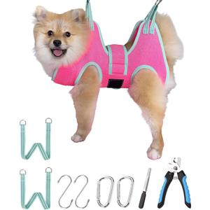 Kkiimatt Dog Grooming Hammock,XS Pink Hanging Harness Holder for Nail Clipping/Trimming,Grooming Sling Hanger with Thick Fabric Neck Support,Strap Restraint for Claw Care