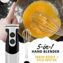 MegaWise Pro Titanium Reinforced 5-in-1 Immersion Hand Blender, Powerful 400W with 80% Sharper Blades, 12-Speed Corded Blender, Including 500ml Chopper, 600ml Beaker, Whisk and Milk Frother (Black)