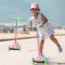 2-in-1 Adjustable Kick Scooter for Kids 3-5 (Suitable 3-12 Years),5-Level Handlebar & Removable Seat, LED Light-Up Wheels, Wide Deck, Foldable Design for Indoor/Outdoor Use - Girls & Boys