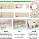 Amonk Guinea Pig Hideout 15x9x10 inch Large Size Wooden House with Window and Roof Wood Hut Habitats Decor for Bunny, Chinchillas, Dwarf Rabbits, Hamsters, and Other Small Pet Animals