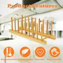 4 Pack Bamboo Wooden Dish Drying Rack, Plate Organizer for Cabinet, Plate Rack Pot Lid Holder for Dishs, Bowls, Cups, Cutting Boards and Books, Kitchen Cabinet Organizer