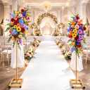 7.2ft and 5.9ft Half Balloon Arch Stand Kit with Heavy Duty Base, Comes with 8 Water Filling Bags - Metal Frame for Weddings, Birthdays, Party Backdrop Decoration
