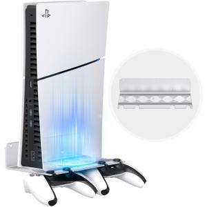 Wall Mount Compatible with PS5 Slim/PS5 Pro/PS5 Console & Controllers, Aluminium Wall Mount Kit for All PS5 Models, Wall Stand for PS5 Original, Saving Space Enhance Heat Dissipation, Silver