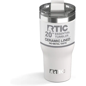 RTIC 20oz Essential Tumbler with Lid, Ceramic Lined, White