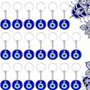 Chuangdi 20 Pcs Evil Eye Keychain Blue Charms Crafting Glass Keychain with Keyring Jewelry Amulet for Good Luck (1 Inches)