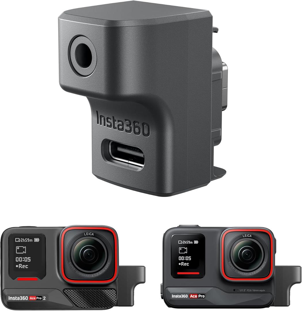 CYNOVA Insta 360 Mic Adapter - 2-in-1 Type-C & 3.5mm External Audio for Insta360 Pro 2/Ace Pro