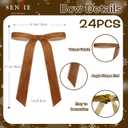 24Pcs Christmas Velvet Bows for Tree, Vintage Ribbon Bows Ornaments for Garland Wreath Gift Wrapping Treat Bag Bakery Candy Bags DIY Crafts Holiday Decor (Light Brown, 5" x 7", Width of 1")