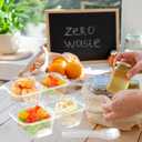 40 Sets Double Compartment Condiment Container with Lid & Spoon Clear Plastic Snack Containers for Outdoor Travel Party Meal Prep Supplies