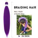 Purple Braiding Hair Pre Stretched Synthetic Braiding hair Extensions for Braids, Purple Hair Extensions for Stage Party Halloween Costume Cosplay 48 Inch 2 Packs