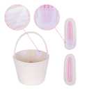 CubesLand Easter Bunny Basket Easter Buckets for Kids with Ear, Easter Egg Hunt Basket Bags Easter Gifts for Girls Baby Kids Children Pink White 9.8 x 7.8 x 7.8