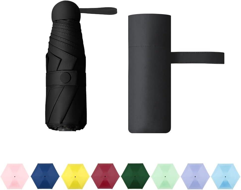 TIME LOVER Compact Travel Umbrella - Portable Mini Folding Umbrella with UV Protection for Rain, Girls and Women (Black)