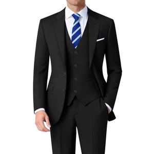 Mens Stretch Suit Slim Fit 3-Piece, 2 Buttons Jacket Vest Adjustable Waist Pants
L