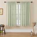 MitoVilla Boho Farmhouse Living Room Curtains 63 Inch Length 2 Panels, Modern French Country Window Curtain for Bedroom, Bohemian Rustic Cotton Linen Tassel Draperies, Sage Green
