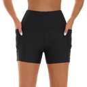 HODOSPORTS Women's Swim Shorts UPF 50+ High Waisted Board Shorts with Pockets Liner Quick Dry Swimsuit Bottoms Black XL