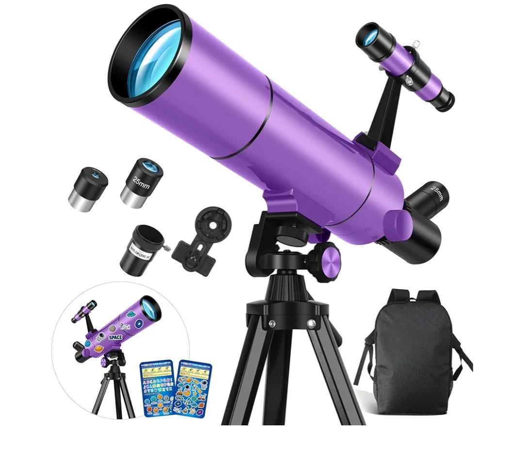 Dianfan Telescope for Kids & Adults, 80mm Aperture 500mm Astronomical Professional Telescope for Adults High Powered, Portable Travel Telescopes for Beginners with Tripod & Adapter, Stickers, Backpack