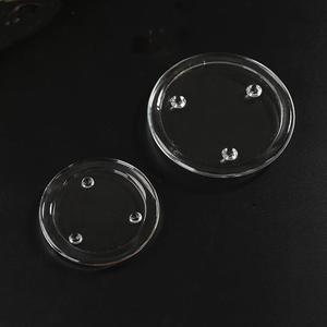 2pcs Clear Glass Candle Plates Round Decorative Pillar Candle Plate Pedestal Candle Tray Stand for Dining Table Wedding Party Spa(S,L)