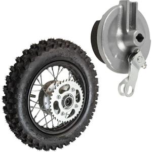 10" Rear Wheel Rim Tire Assembly 12mm Bearing 50cc 70cc 90cc 110cc Dirt Pit Pro Trail Bike CRF50 DRZ70 PW50 BBR50 TTR50 DRZ50 SSR 3.00-10 80/100-10 1.4x10 Drum Brake (Tire: 3.00-10 With Drum Brake)
