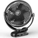 12000mAh Clip on Fan 30H Longest Runtime, 8in Portable Fan Rechargeable, Ultra Quiet with Heavy-Duty Clamp, USB Desk Fans for Golf Cart,Office Desk, Treadmill, Camping, Bedroom (Classic Black)
