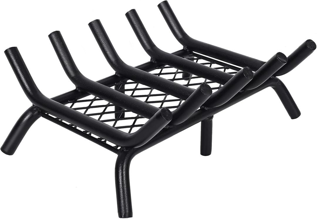 Fireplace Grate 17inch with Ember Retainer | Fireplace Log Grate with Heavy Duty Solid Round Steel 3/4 Bar | No Assembly Required Hearth Grate for Firepit Firewood Log Indoor Wood Stove Burning