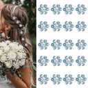 YISSION 20Pcs Mini Rhinestone Flower Hair Clips Cute Blue Hair Pins Small Decorative Hair Clips Wedding Hair Barrettes Bridal Hair Accessories for Girls Women