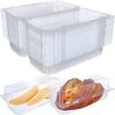 50 Pcs Clear Plastic Hot Dog Container with Hinged Lid Plastic Loaf Containers 9.06 x 4.92 x 3.15 Clear Hinged Lid Cheesecake Container Disposable to Go Box for Restaurants Delivery Takeout