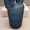 Highball Drinking Glasses, 15 Oz Vintage Style Hobnail Glass Drinking Glasses (Blue)