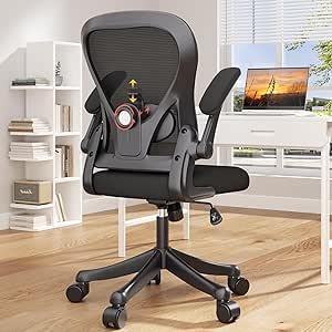 Dripex Office Chair, Ergonomic Office Chairs, Flip-up Armrest, Lumbar Support, Adjustable Height, Mesh Office Chair, Mid Back Support Computer Chair for Home, Rolling Swivel Desk Chair for Office