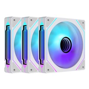 Prism4 Pro X3 120mm ARGB Reverse Case Fans,Infinity Mirror RGB Light Effect 5V 3PIN Motherboard Light Sync 800~1800RPM PWM PC Fan Suitable for Computer Case(Triple Pack White)