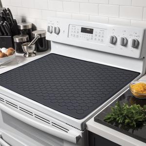 Stove Top Covers for Electric Stove - 30" x 21" Extra Large Silicone Stove Mat for Glass Top Stove, Heat Resistant Cooktop Protector, Ceramic Range Covers, XL Dish Drying Mat for Home Kitchen, Black