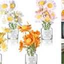 Axafazup Daisy Flower Car Dashboard Decorations for Women, 4Pcs Cute Car Accessories with Glass Vase and No-Residue Adhesive Dots, Spring Aesthetic Interior Decor and Gift